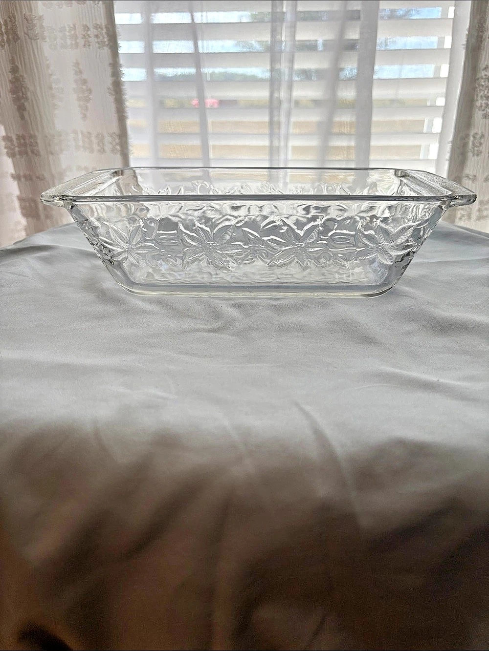 Princess House Fantasia Loaf Pan Clear Floral Glass